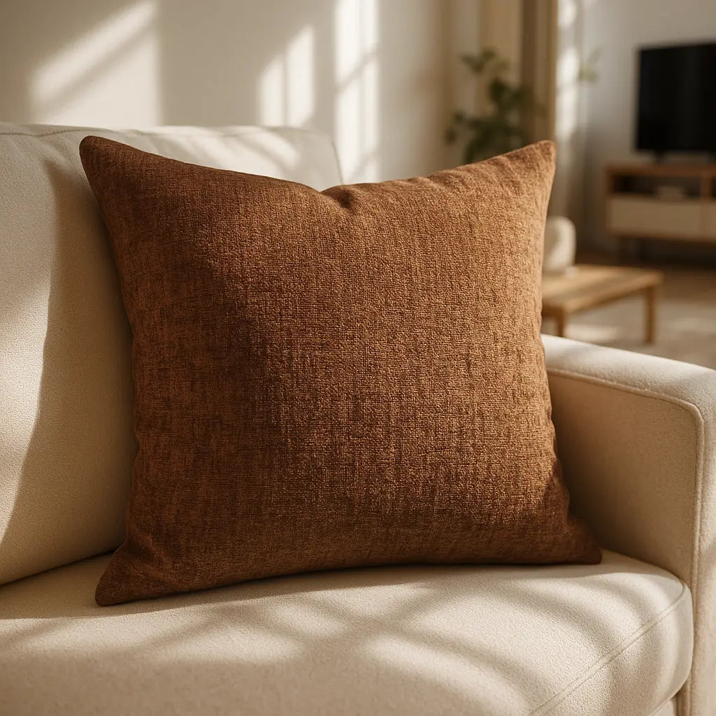Belmont Chenille Copper Cushion Cover and Filled Cushion