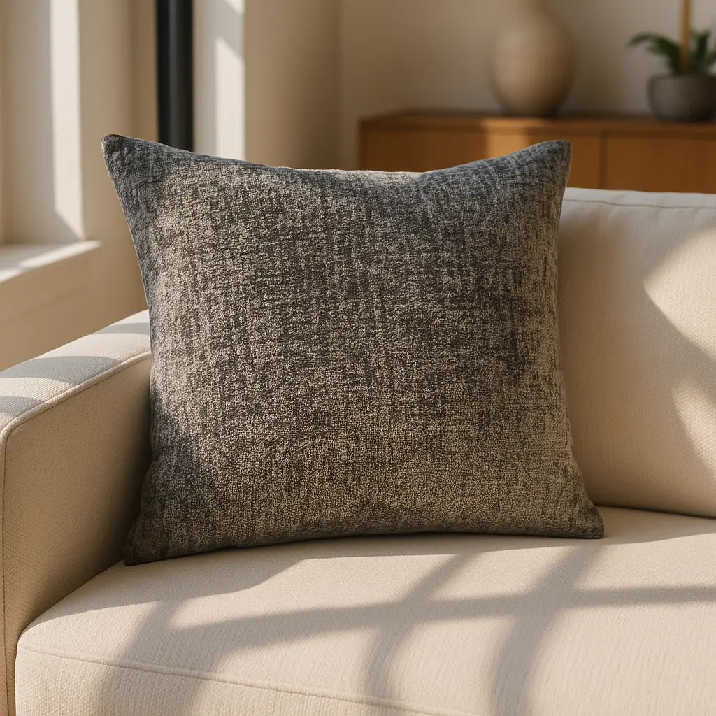 Belmont Chenille Platinum Cushion Cover and Filled Cushion