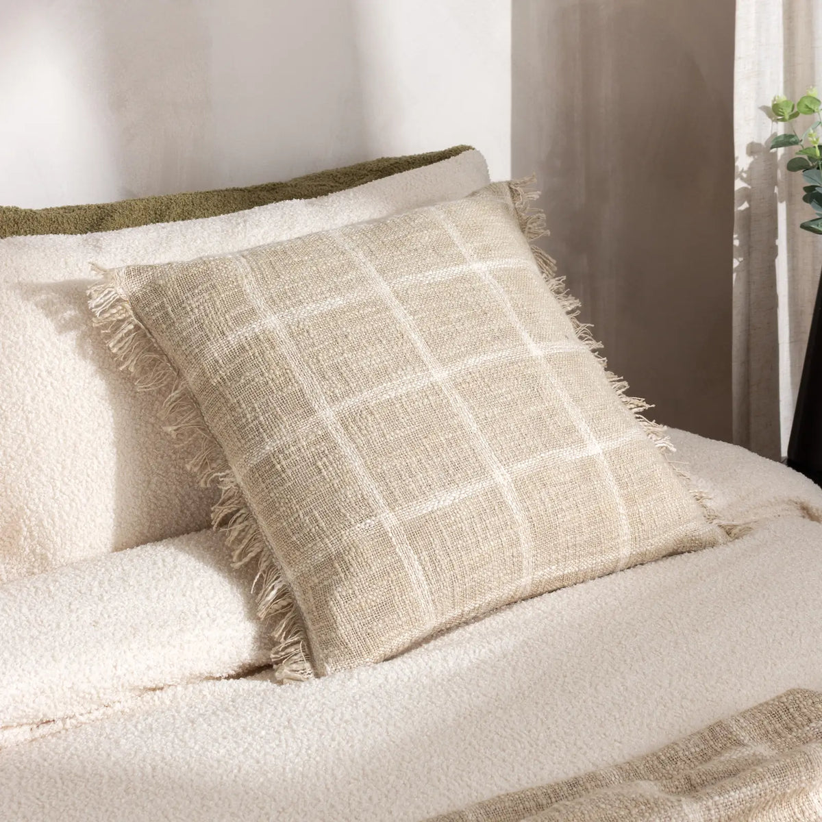 Beni 100% Cotton Stone + Natural Cushion Cover 45cm x 45cm - additional product view 1