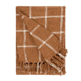Beni Woven Tasselled Ginger + Natural 100% Cotton Throw Blanket 130cm x 180cm - additional product view 1