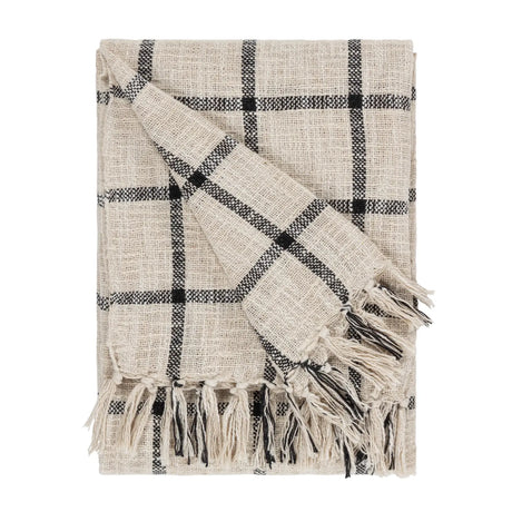 Beni Woven Tasselled Natural + Black 100% Cotton Throw Blanket 130cm x 180cm - additional product view 2