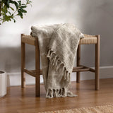 Beni Woven Tasselled Stone + Natural 100% Cotton Throw Blanket 130cm x 180cm - additional product view 1