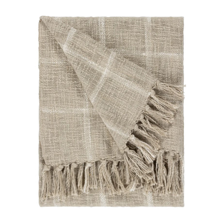Beni Woven Tasselled Stone + Natural 100% Cotton Throw Blanket 130cm x 180cm - additional product view 2
