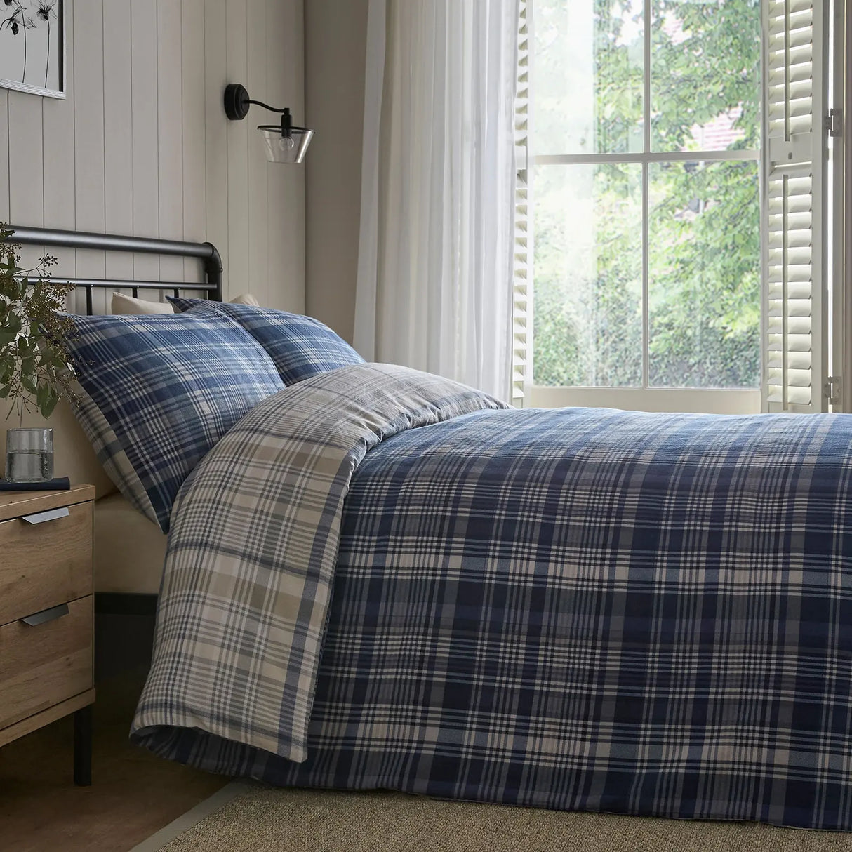 Bennet Check Navy 100% Cotton Duvet Cover Set - product image 4