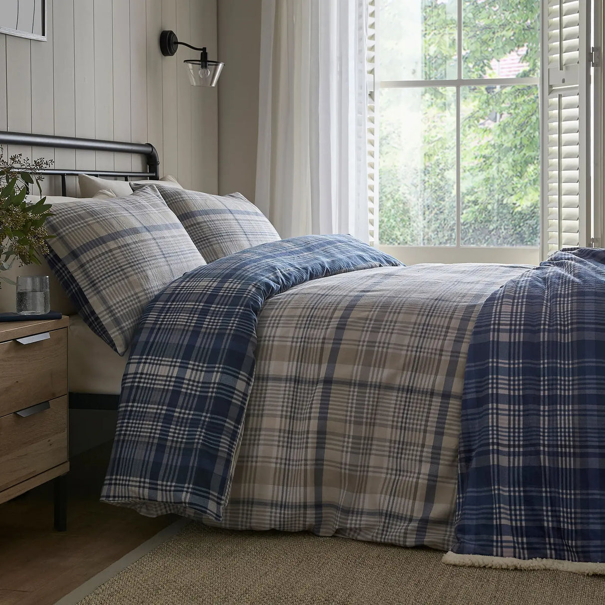 Bennet Check Navy 100% Cotton Duvet Cover Set - product image 5