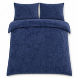 Overhead flat lay of the Berkley Velvet Floral Duvet Cover Set with two matching pillowcases