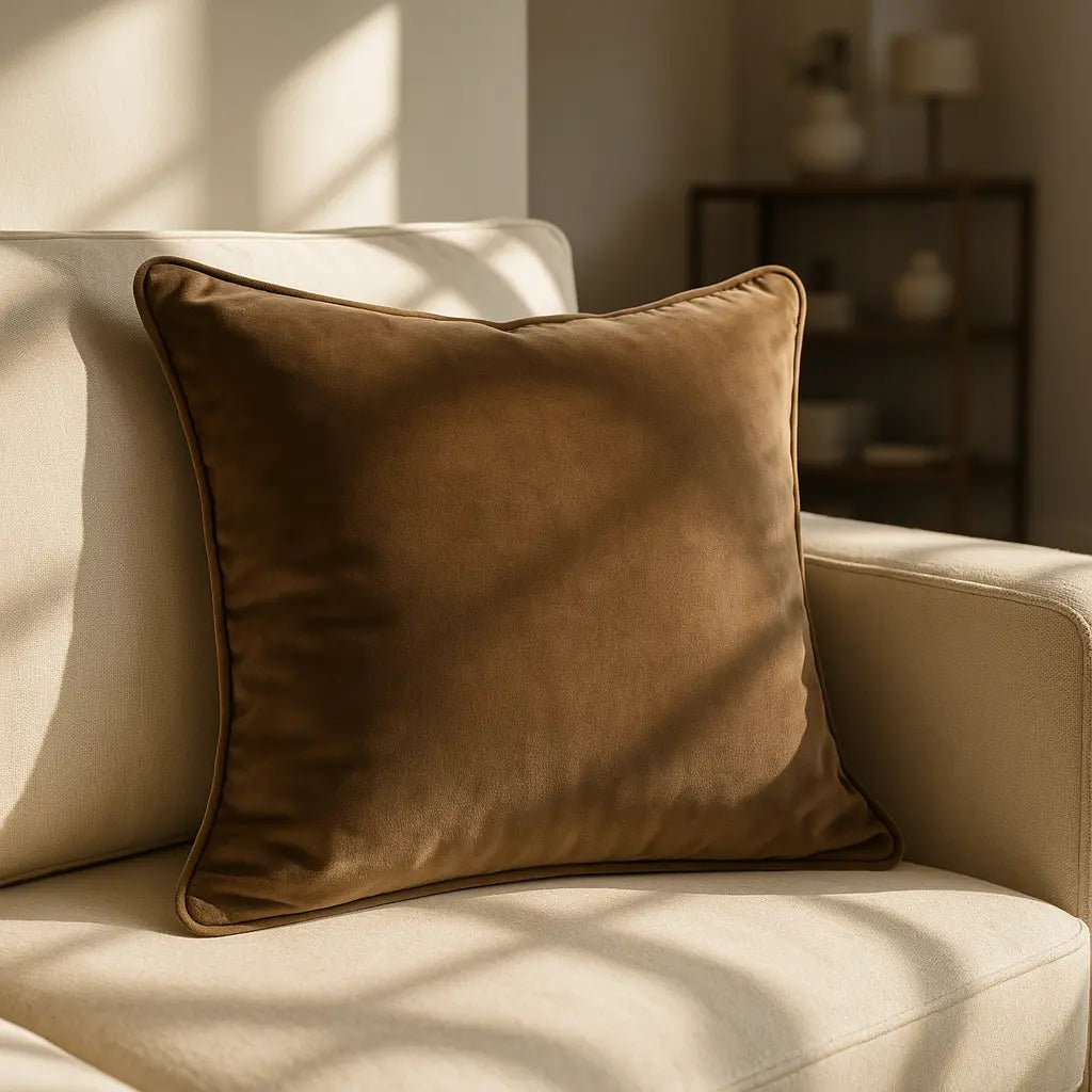 Berkshire Velvet Mocha Cushion Cover and Filled Cushion 55cm x 55cm