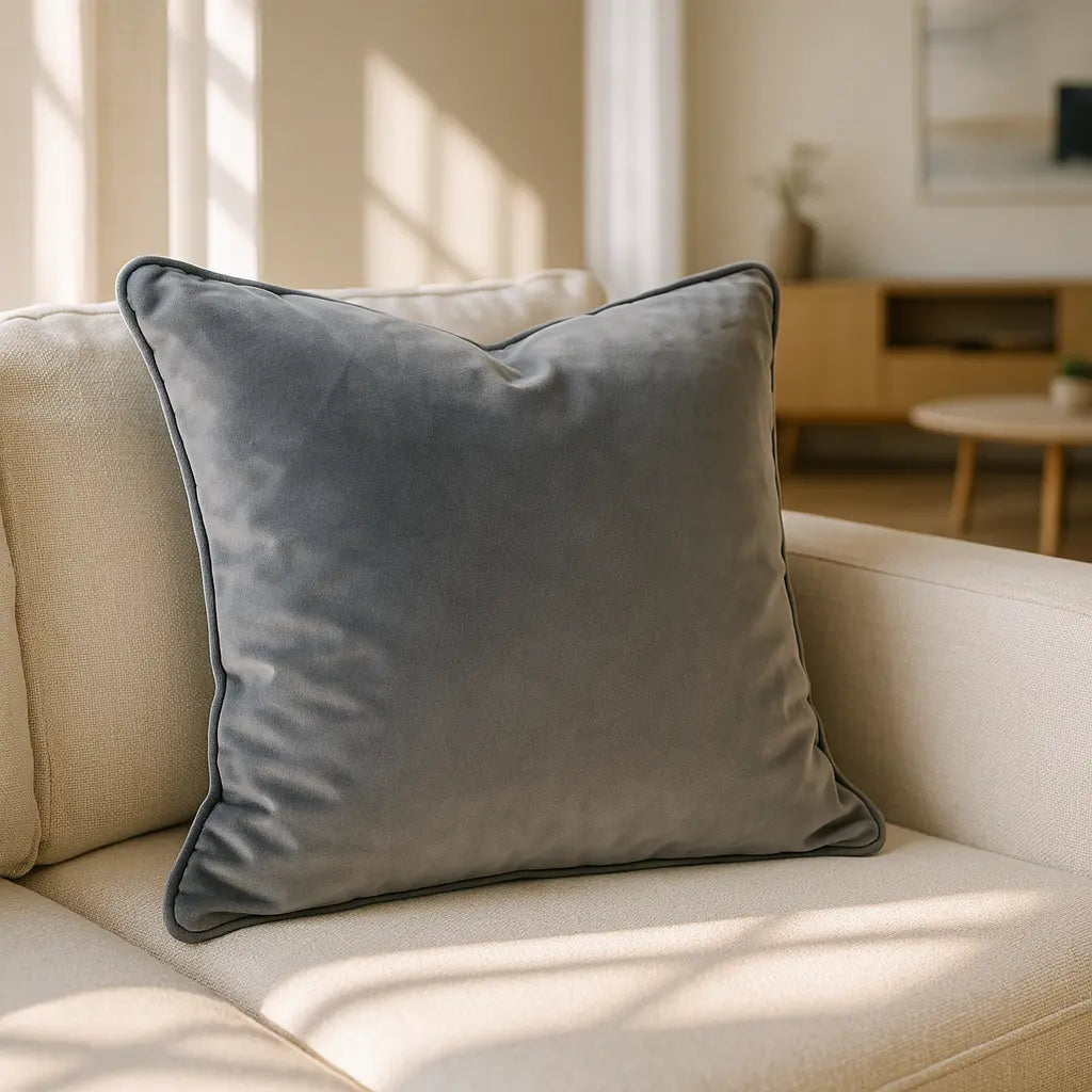 Berkshire Velvet Cushion Cover and Filled Cushion 22" x 22" (55cm x 55cm) - Silver