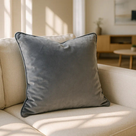 Berkshire Velvet Cushion Cover and Filled Cushion 22" x 22" (55cm x 55cm) - Silver