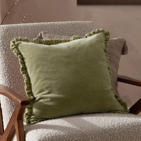 Bertie 100% Cotton Velvet Sage Cushion Cover or Filled Cushion 45cm x 45cm - additional product view 1