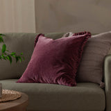 Bertie 100% Cotton Velvet Burnt Red Cushion Cover or Filled Cushion 45cm x 45cm - additional product view 1