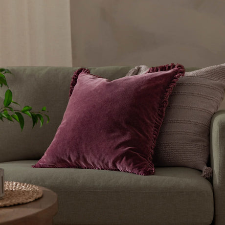 Bertie 100% Cotton Velvet Burnt Red Cushion Cover or Filled Cushion 45cm x 45cm - additional product view 1