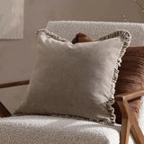 Bertie 100% Cotton Velvet Taupe Cushion Cover or Filled Cushion 45cm x 45cm - additional product view 1