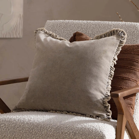 Bertie 100% Cotton Velvet Taupe Cushion Cover or Filled Cushion 45cm x 45cm - additional product view 1