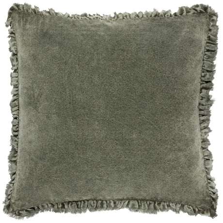 Bertie Washed 100% Cotton Velvet Moss Cushion Cover 45cm x 45cm - additional product view 1