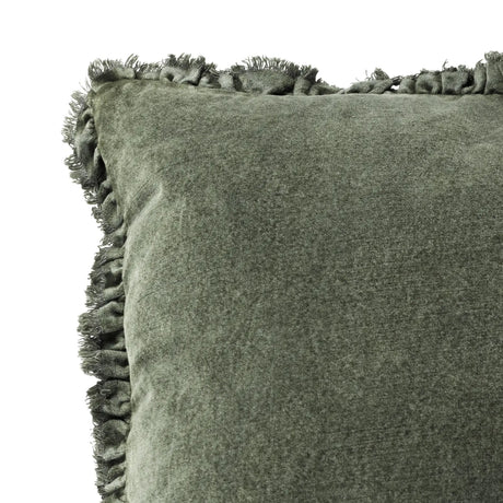 Bertie Washed 100% Cotton Velvet Moss Cushion Cover 45cm x 45cm - additional product view 4
