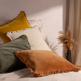 Bertie Washed 100% Cotton Velvet Moss Cushion Cover 45cm x 45cm - additional product view 6