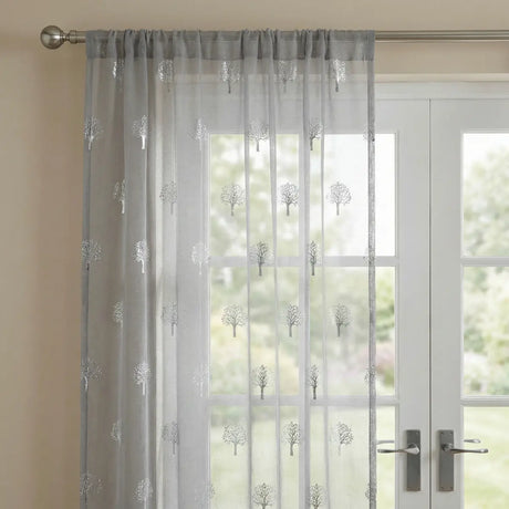Birch Metallic Slot Top Voile Curtain Panel 2