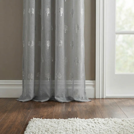 Birch Metallic Slot Top Voile Curtain Panel 3