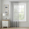 Birch Metallic Slot Top Voile Curtain Panel - Silver