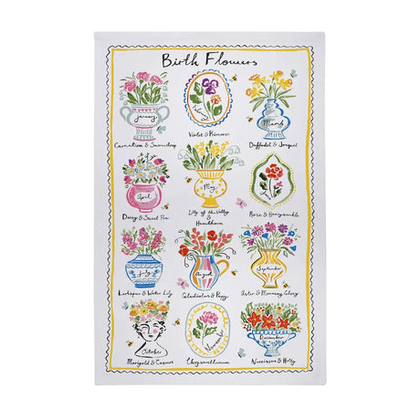 Birth Flowers Cotton Tea Towel by Ulster Weavers