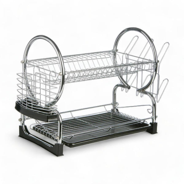 Black 2 Tier Dish Drainer + Tray - Ideal