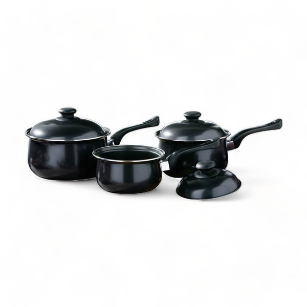 Black Every Day 3 Piece Pan Set Pots & Pans Aubina   