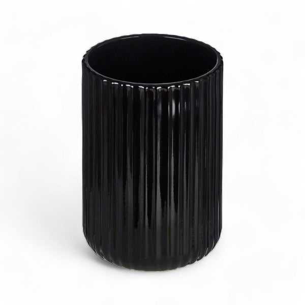 Black Ribbed Glass Tumbler - Ideal