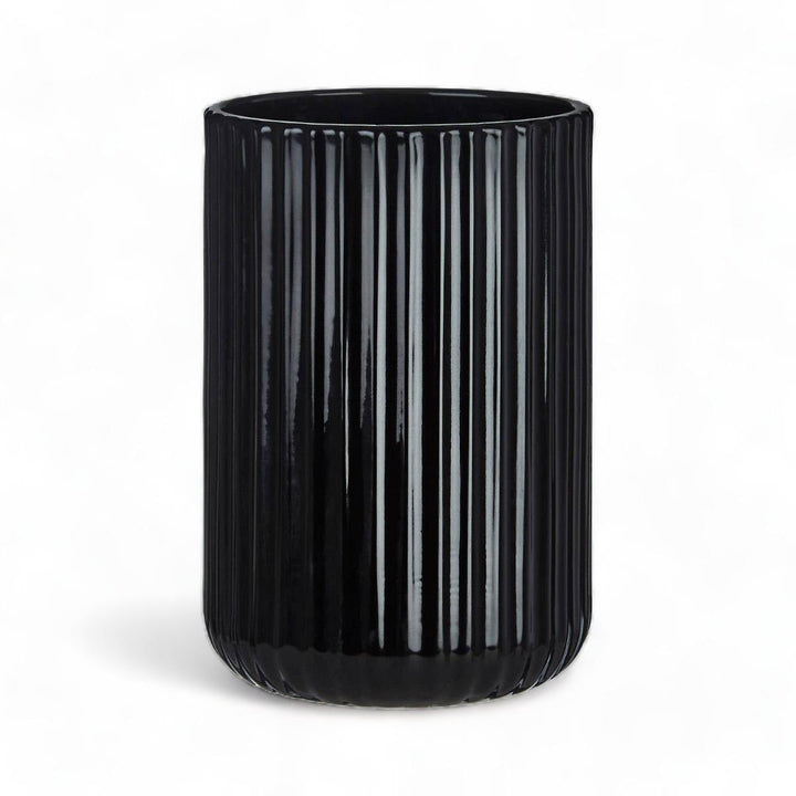 Black Ribbed Glass Tumbler - Ideal