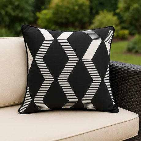 Rico Outdoor Water Resistant Cushion Cover or Filled 43cm x 43cm - Black
