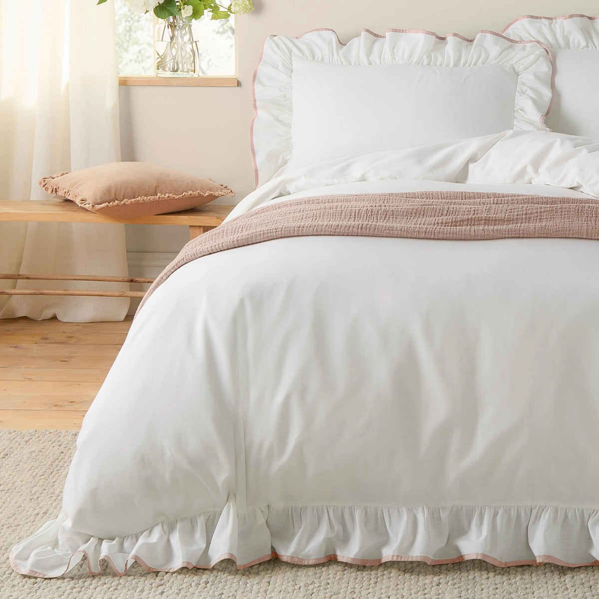 Blousey Pink 100% Cotton Duvet Cover Bedding Set - additional product view 2