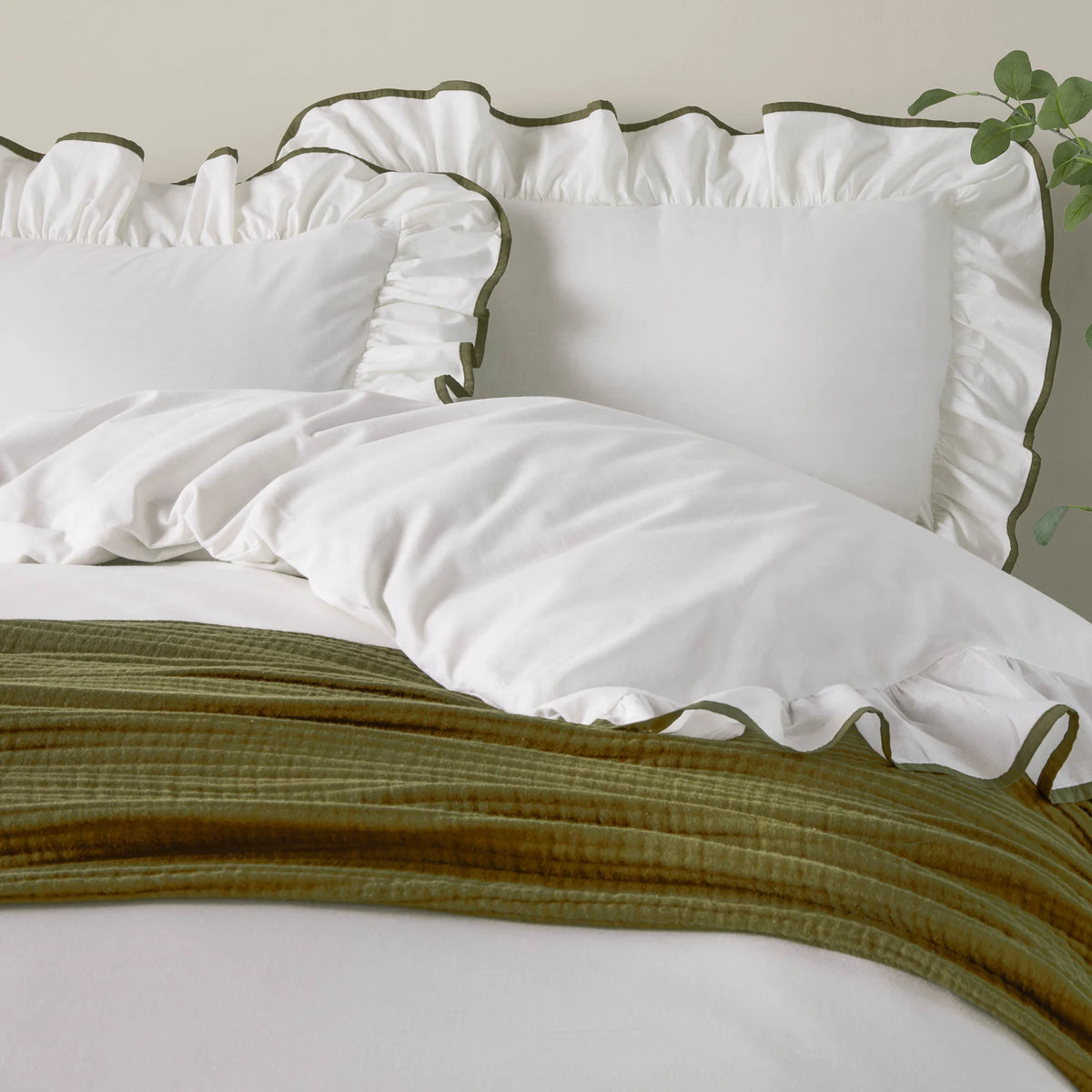 Blousey Olive 100% Cotton Duvet Cover Bedding Set - additional product view 1