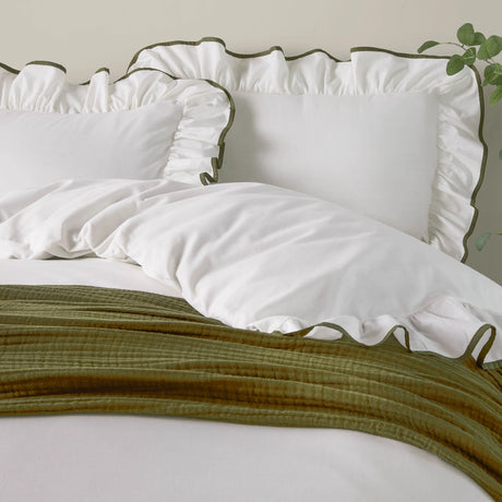 Blousey Olive 100% Cotton Duvet Cover Bedding Set - additional product view 1