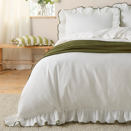 Blousey Olive 100% Cotton Duvet Cover Bedding Set - additional product view 2