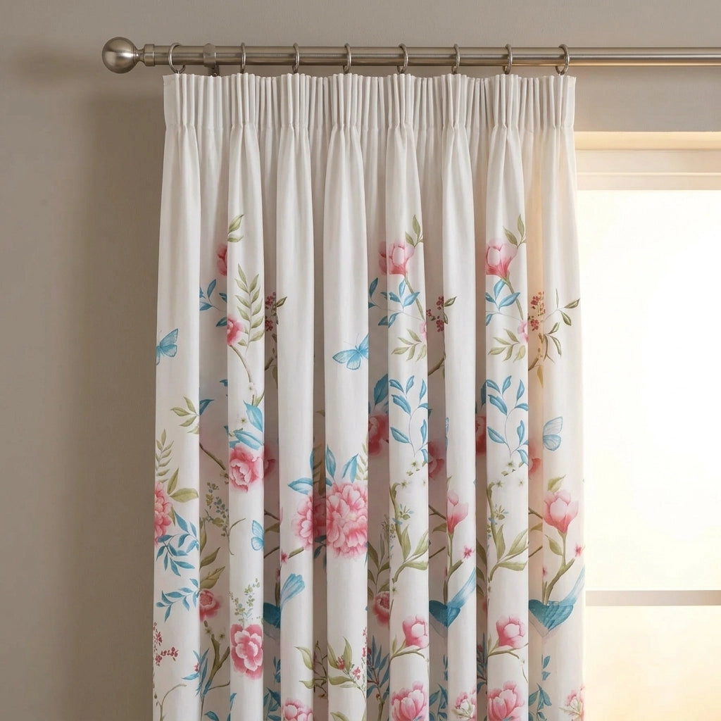 Amelle Floral Pencil Pleat Ready Made Curtains 2