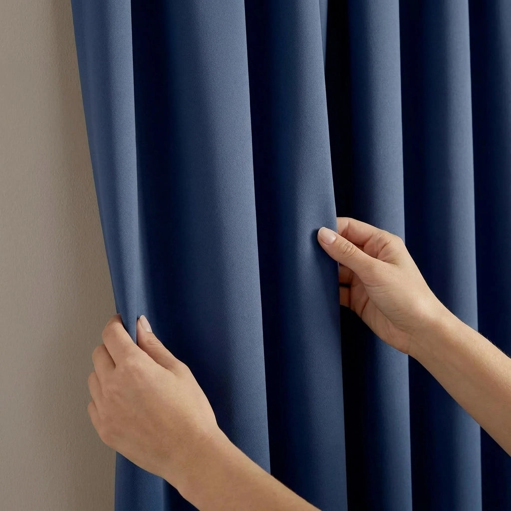 100% Blackout Tape Top Pencil Pleat Curtains 3