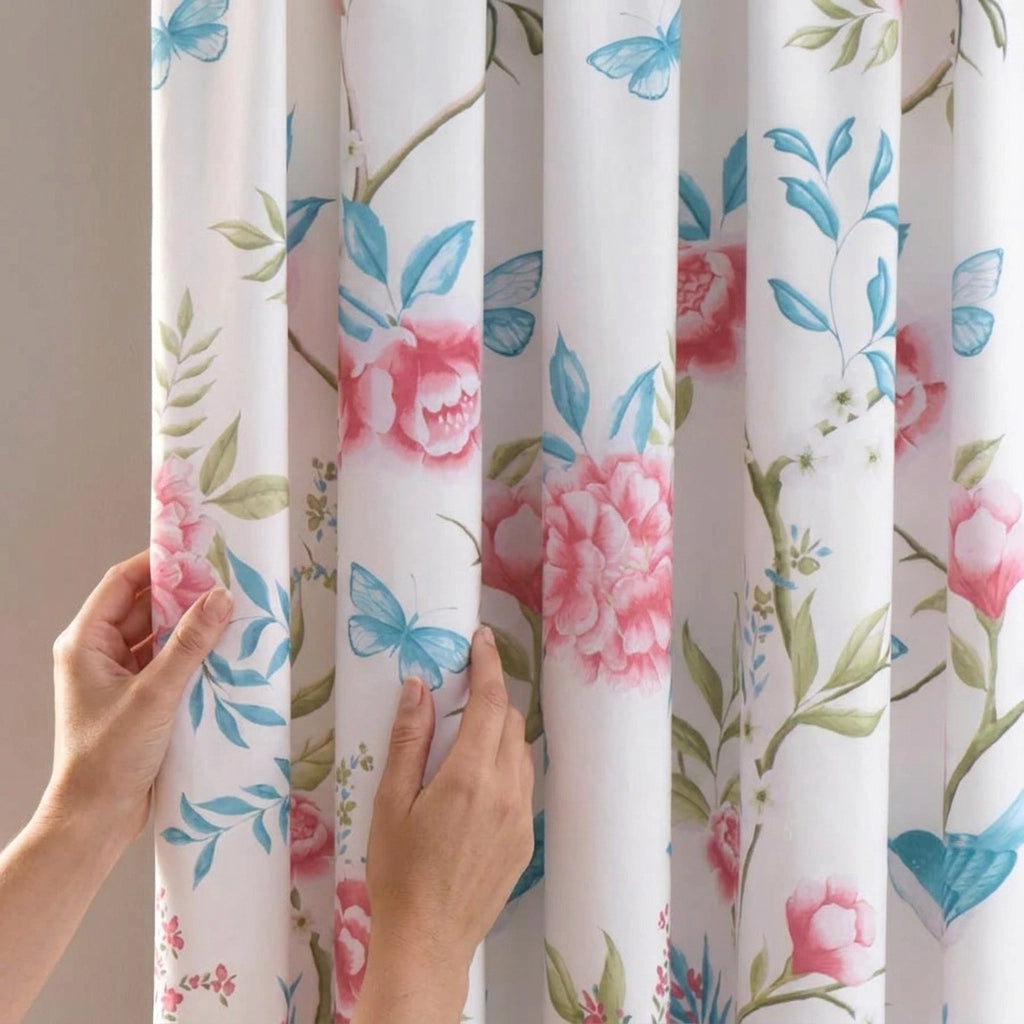 Amelle Floral Pencil Pleat Ready Made Curtains 3