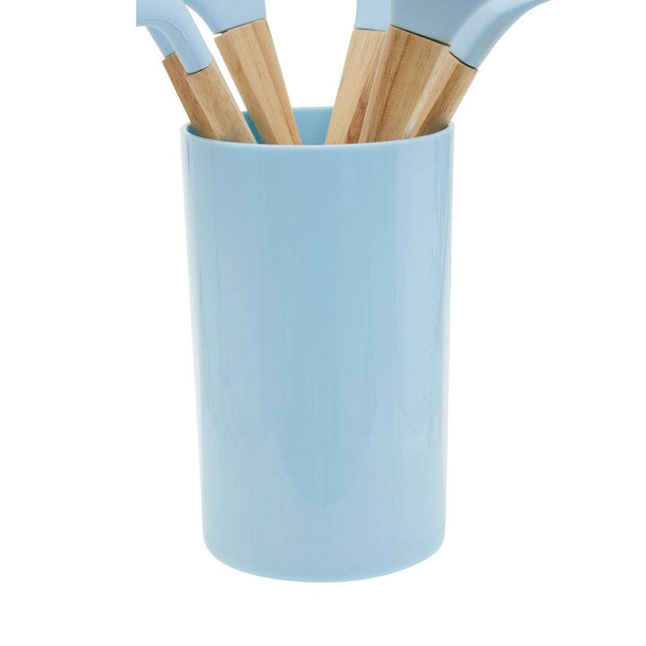 Blue 7 Piece Silicone Utensil Set in Holder - Ideal