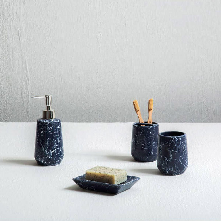 Blue Marble Effect Toothbrush Holder - Ideal