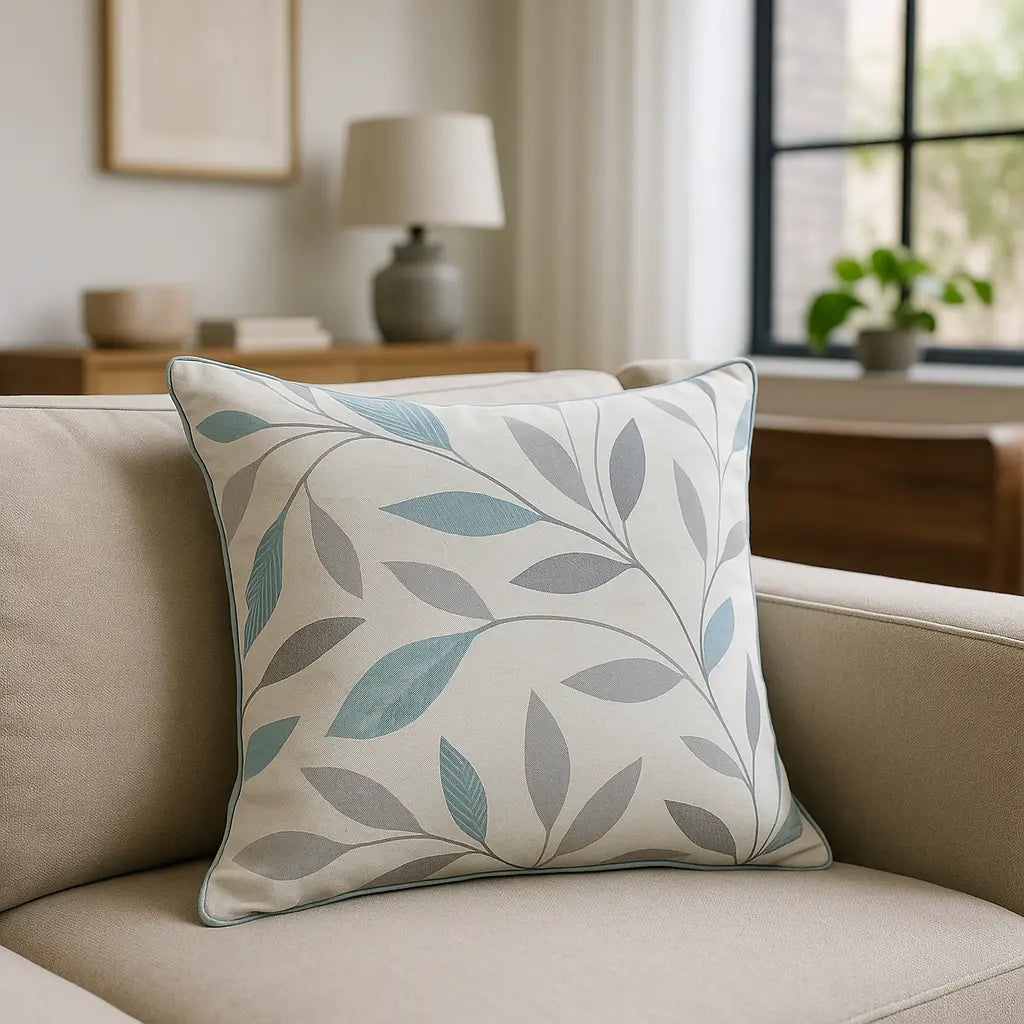 Beechwood Patterned Cushion Cover 43cm x 43cm (17" x 17") - Duck Egg
