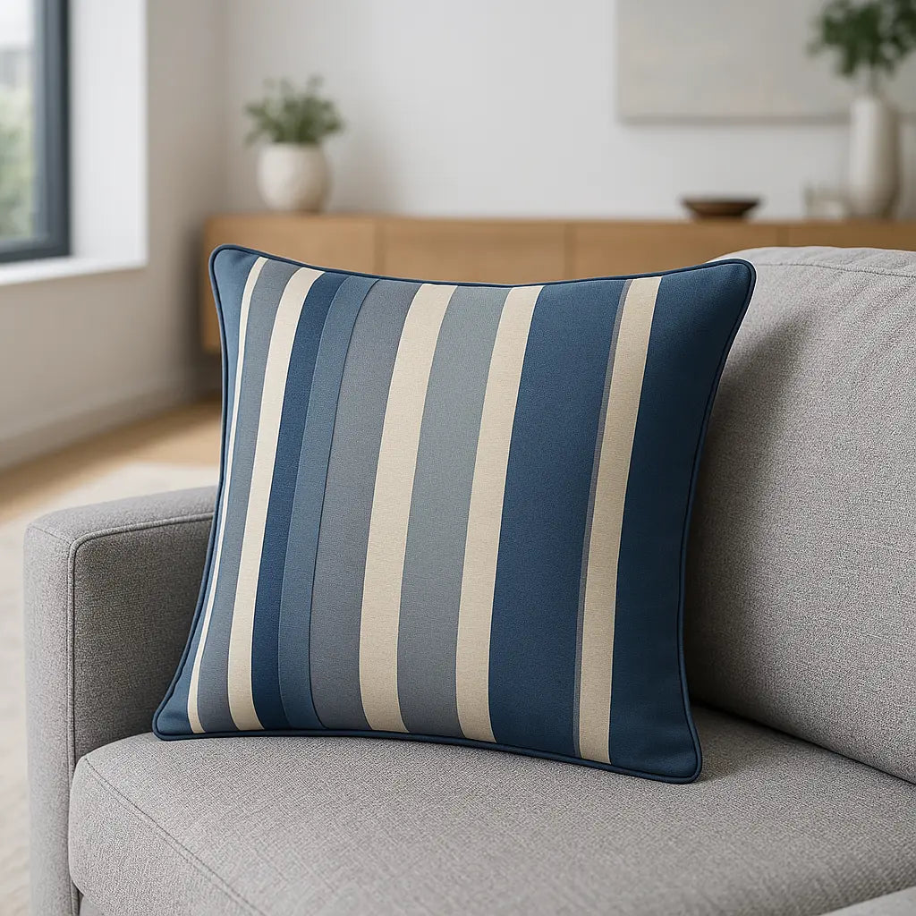 Whitworth Stripe 100% Cotton Cushion Cover 43cm x 43cm - Blue