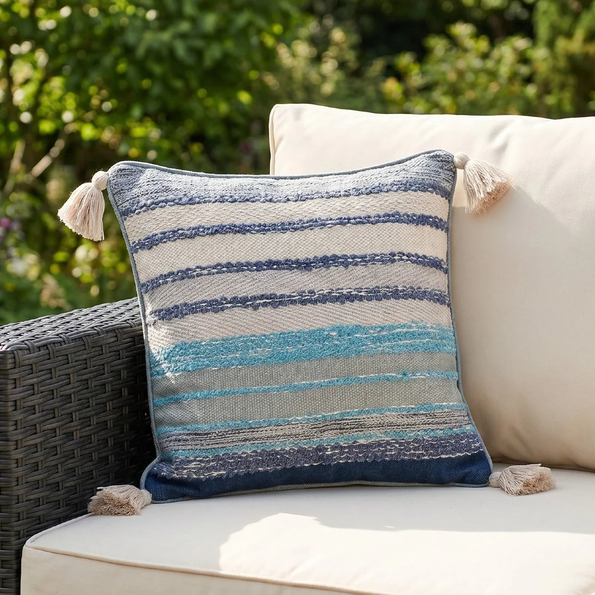 Grayson Outdoor Cushion Cover and Filled Cushion 43cm x 43cm - Blue