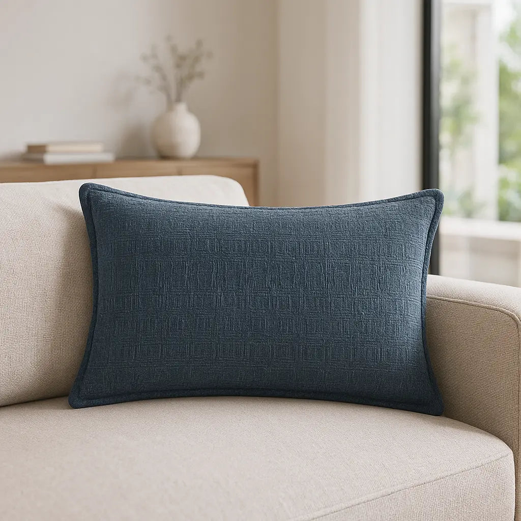 Ramas 100% Cotton Indigo Cushion Cover or Filled Cushion 40cm x 60cm