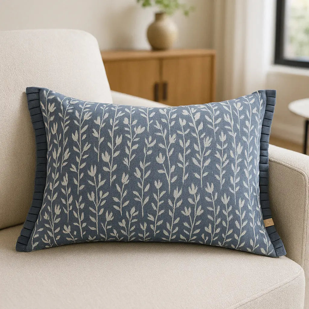 Belle 100% Cotton French Blue Cushion Cover or Filled Cushion 30cm x 50cm