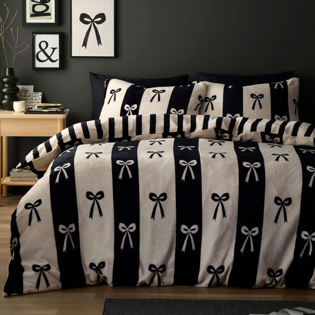 Bows Monochrome Easy Care Duvet Cover Set - main product image