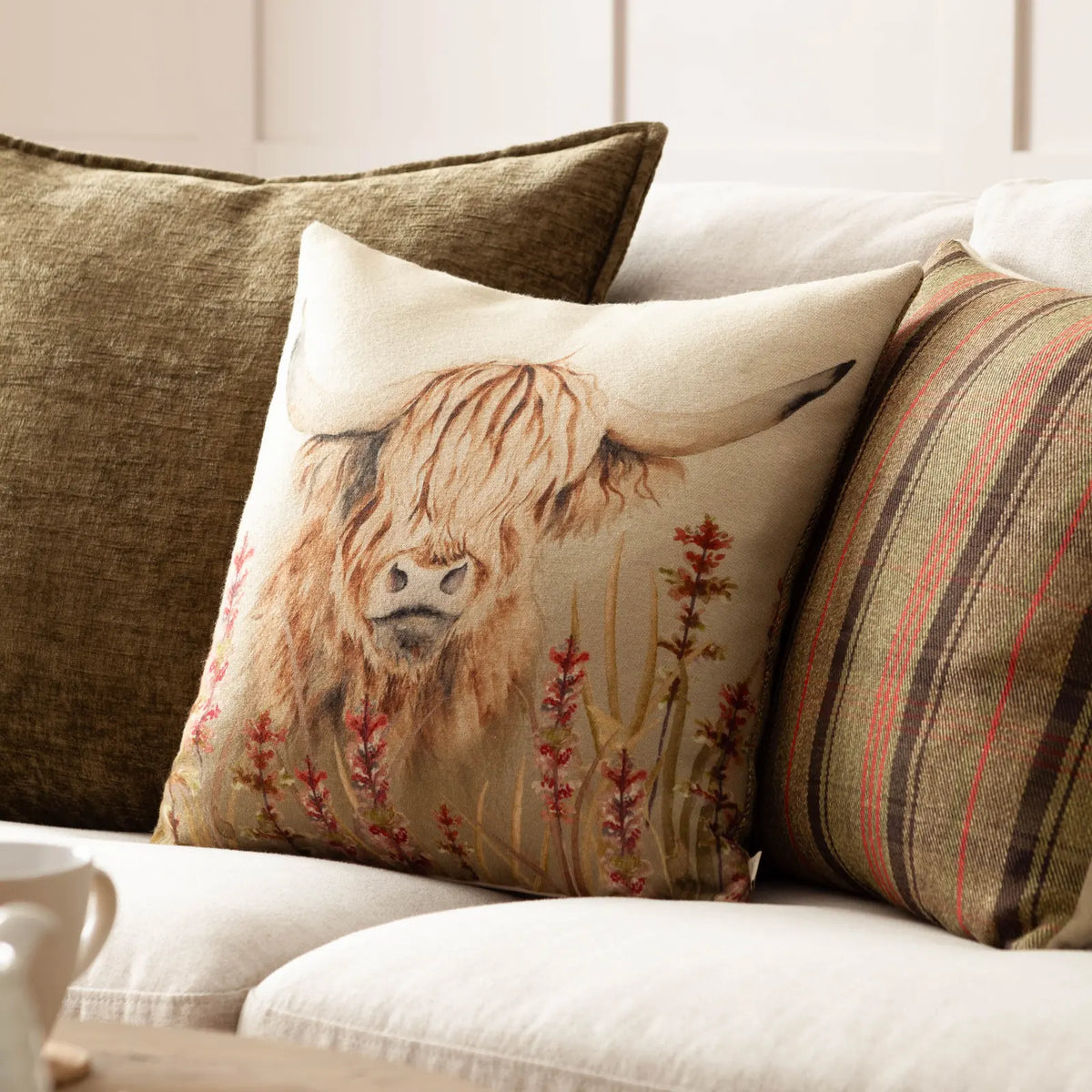Bramble Highland Cow Cushion Cover or Filled Cushion 43cm x 43cm - additional product view 1