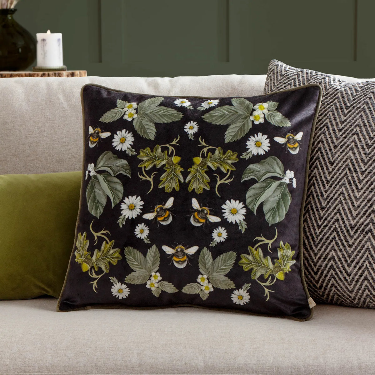 Braywick Velvet Clarence Cushion Cover or Filled Cushion 43cm x 43cm - additional product view 1