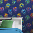 Catherine Lansfield Bright Football Wallpaper Navy Blue