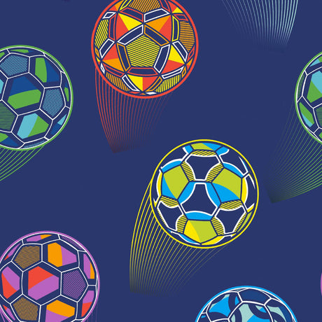 Catherine Lansfield Bright Football Wallpaper Navy Blue