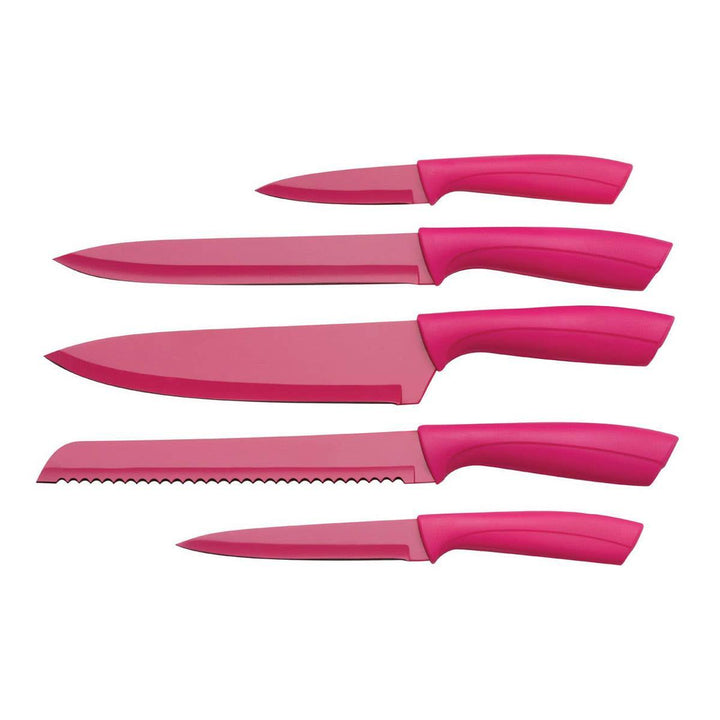 Brights Pink 5 Piece Knife Block Set - Ideal